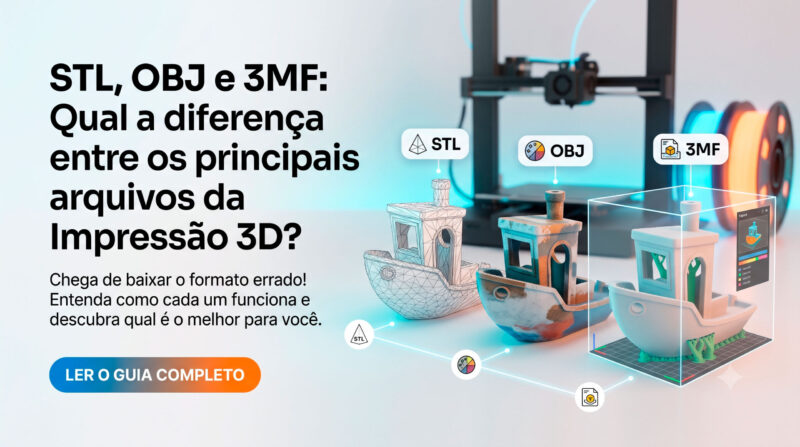STL, OBJ e 3MF são os principais arquivos de impressão 3D usados por quem cria, baixa e imprime modelos 3D.